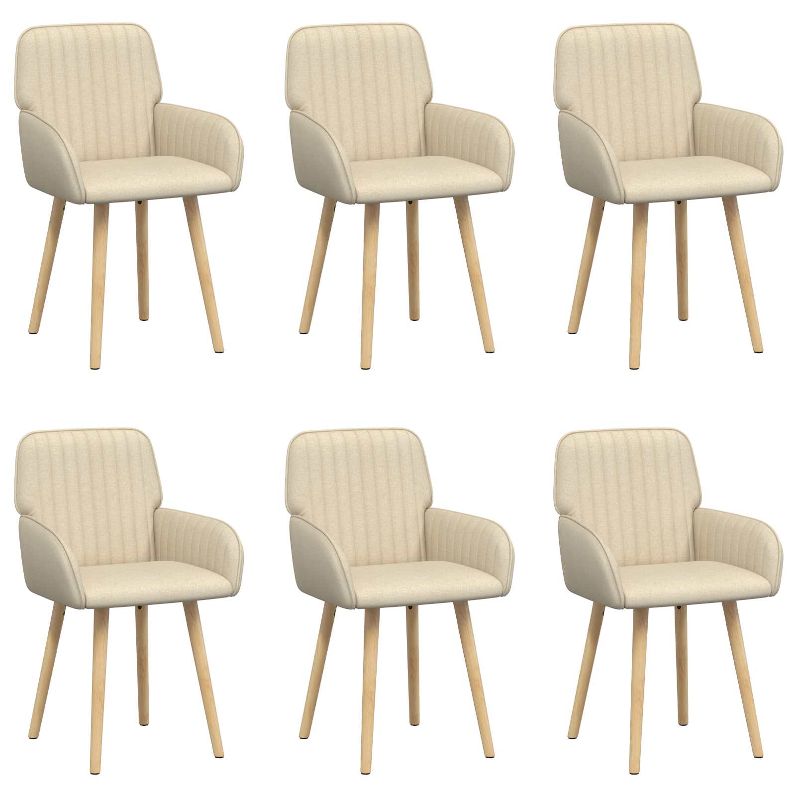 Eettafelstoelen 6 pcs Stof Crèmekleurig 56,5 x 50 x 87,5 cm