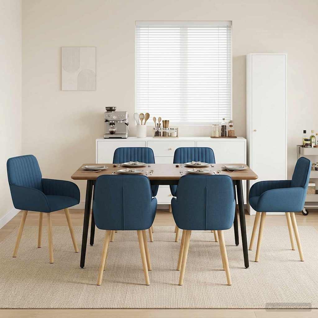 Eettafelstoelen 6 pcs Stof Blauw 56,5 x 50 x 87,5 cm