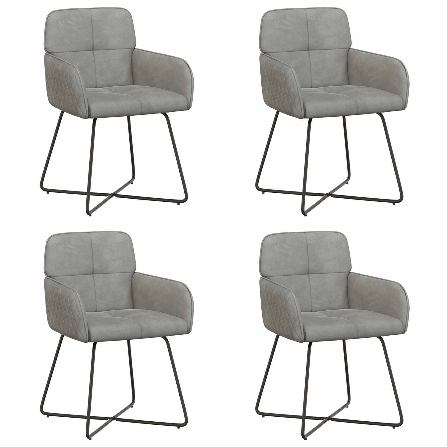 Eettafelstoelen 4 pcs fluweel Lichtgrijs 59 x 56,5 x 86 cm