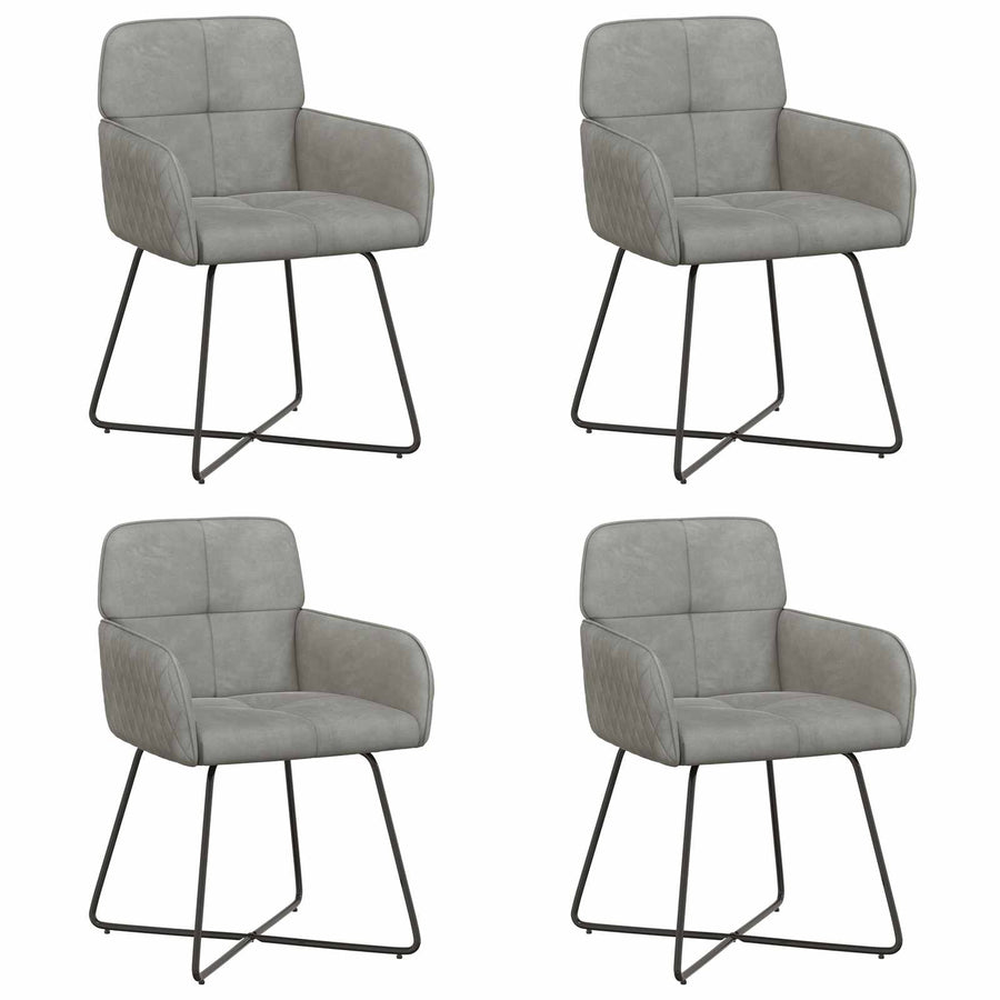 Eettafelstoelen 4 pcs fluweel Lichtgrijs 59 x 56,5 x 86 cm