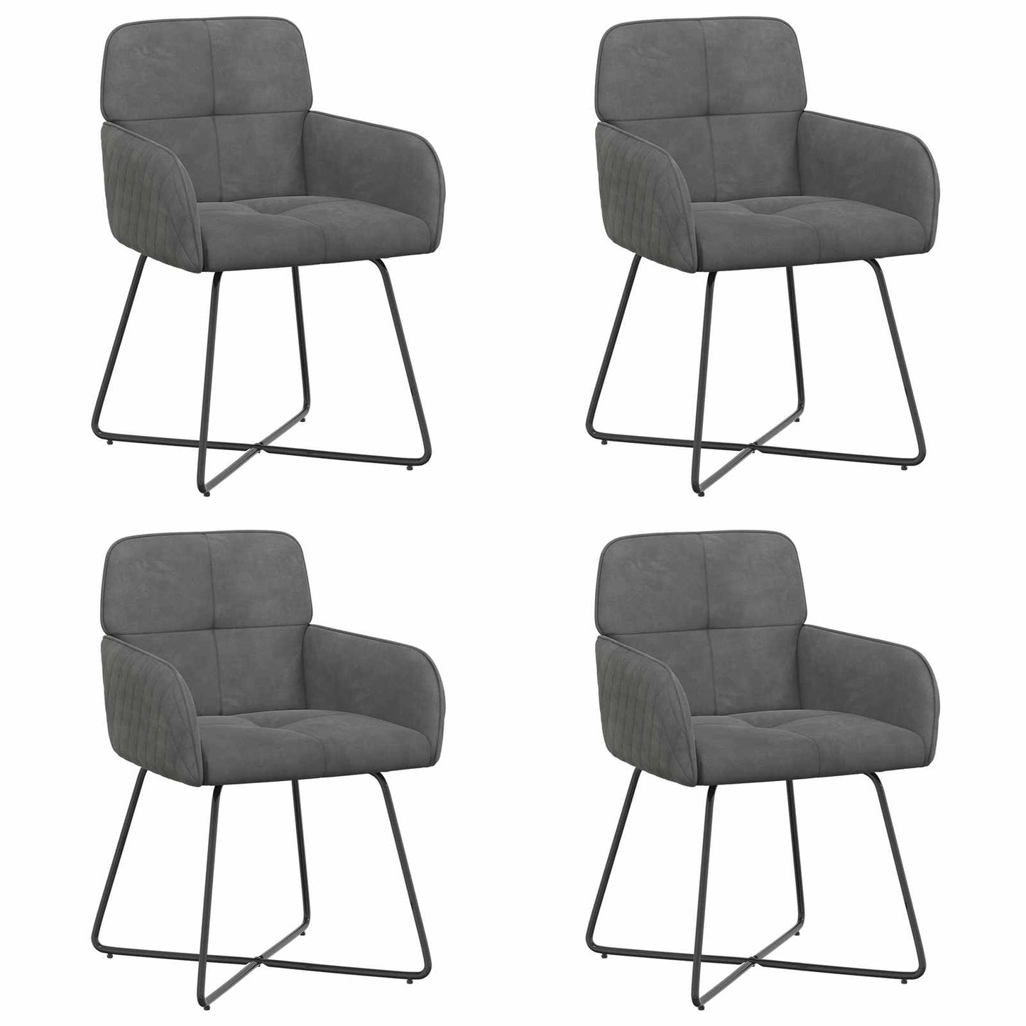 Eettafelstoelen 4 pcs fluweel Donkergrijs 59 x 56,5 x 86 cm