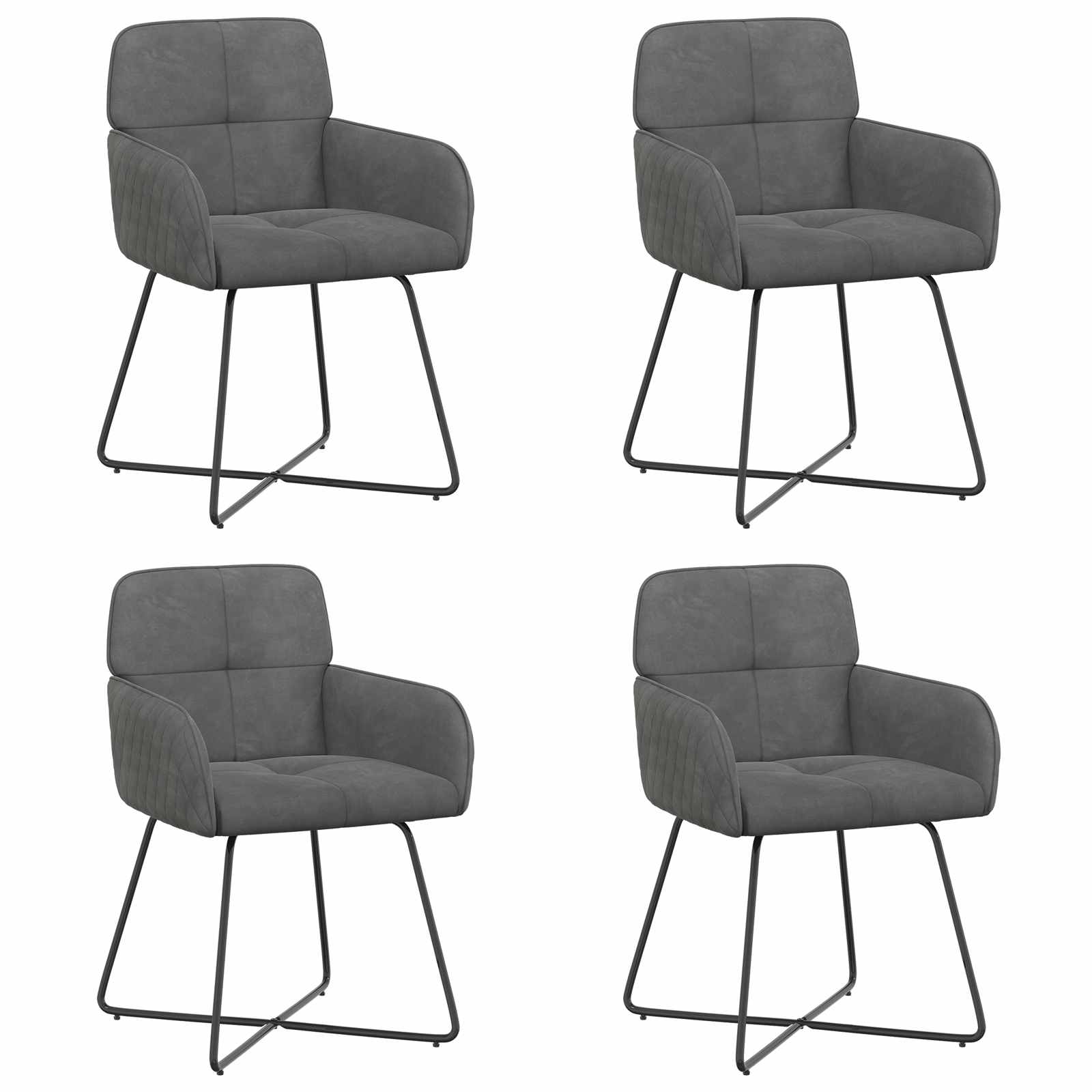 Eettafelstoelen 4 pcs fluweel Donkergrijs 59 x 56,5 x 86 cm