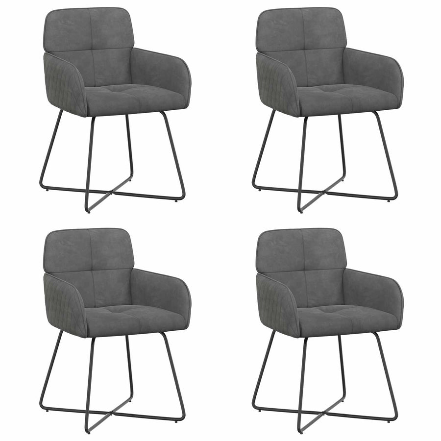 Eettafelstoelen 4 pcs fluweel Donkergrijs 59 x 56,5 x 86 cm