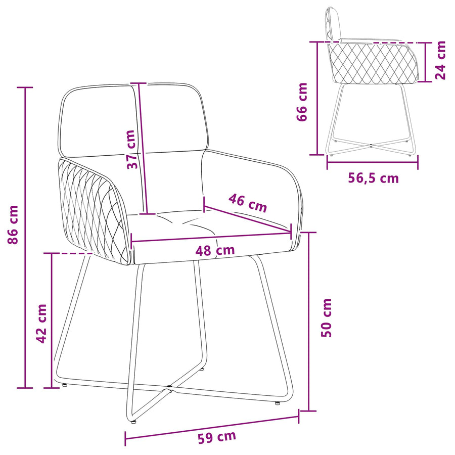 Eettafelstoelen 4 pcs fluweel Donkergrijs 59 x 56,5 x 86 cm