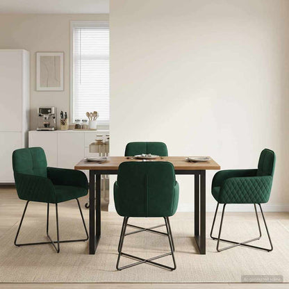Eettafelstoelen 4 pcs fluweel Donkergroen 59 x 56,5 x 86 cm