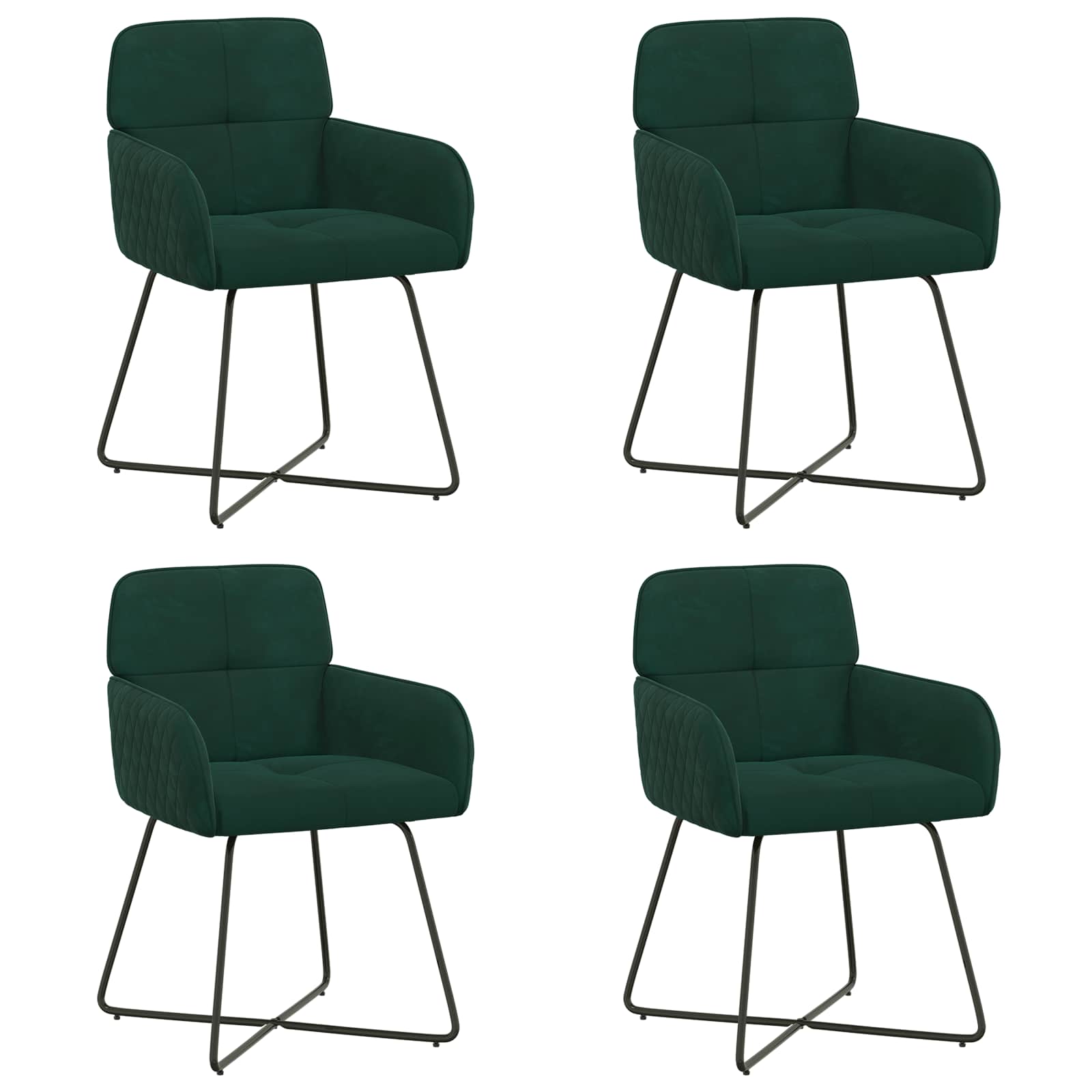 Eettafelstoelen 4 pcs fluweel Donkergroen 59 x 56,5 x 86 cm