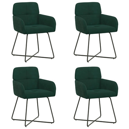 Eettafelstoelen 4 pcs fluweel Donkergroen 59 x 56,5 x 86 cm