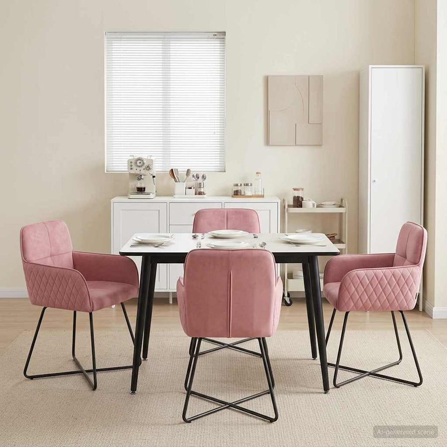 Eettafelstoelen 4 pcs fluweel Roze 59 x 56,5 x 86 cm