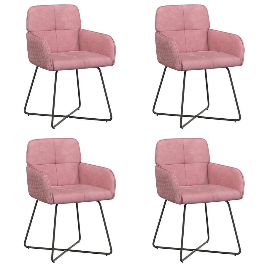 Eettafelstoelen 4 pcs fluweel Roze 59 x 56,5 x 86 cm