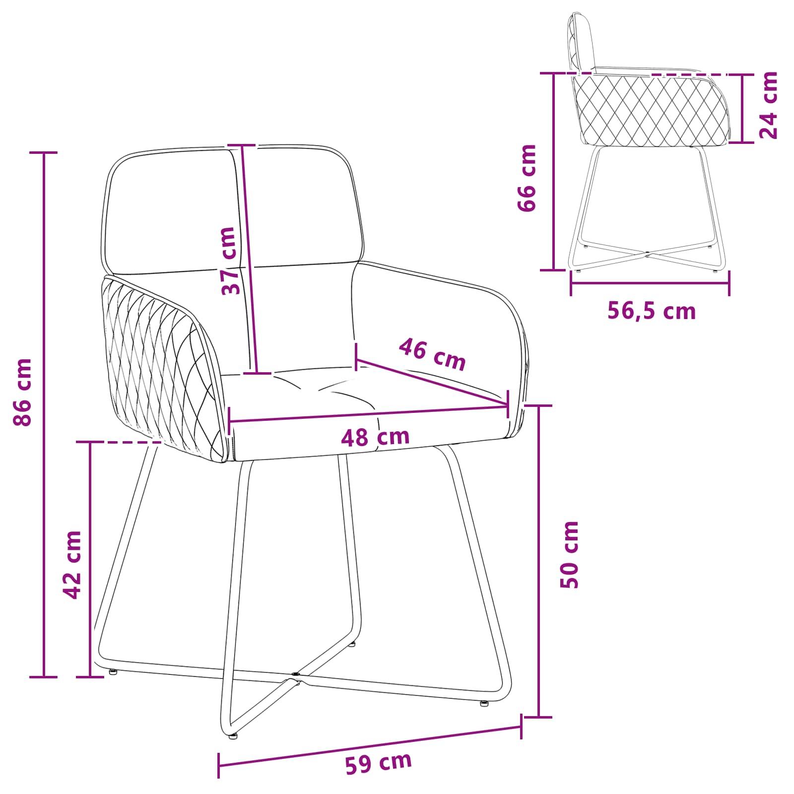 Eettafelstoelen 4 pcs fluweel Roze 59 x 56,5 x 86 cm