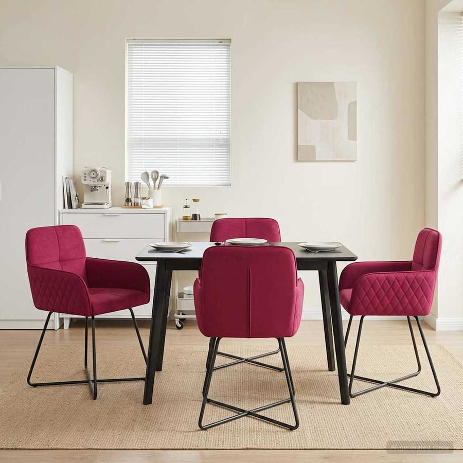 Eettafelstoelen 4 pcs fluweel Wijnrood 59 x 56,5 x 86 cm