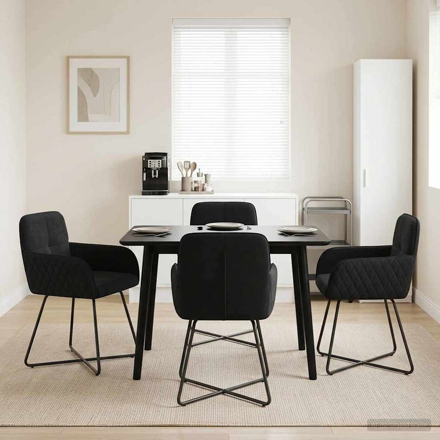 Eettafelstoelen 4 pcs fluweel Zwart 59 x 56,5 x 86 cm