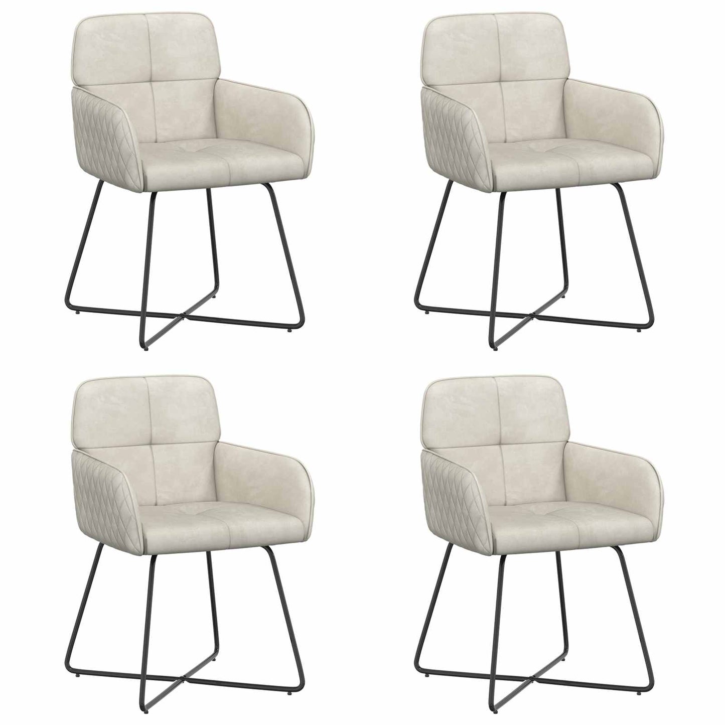 Eettafelstoelen 4 pcs fluweel Crèmekleurig 59 x 56,5 x 86 cm
