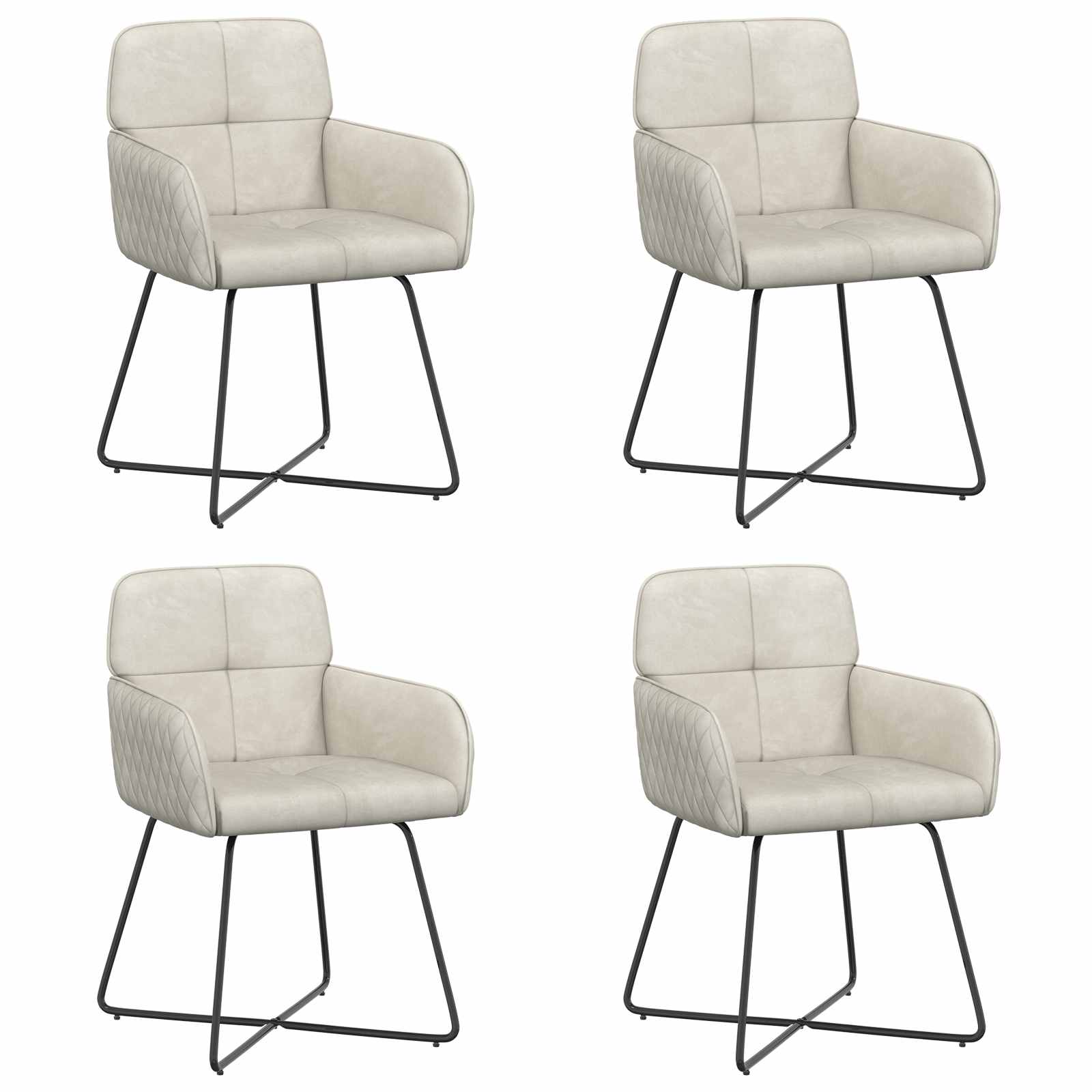 Eettafelstoelen 4 pcs fluweel Crèmekleurig 59 x 56,5 x 86 cm