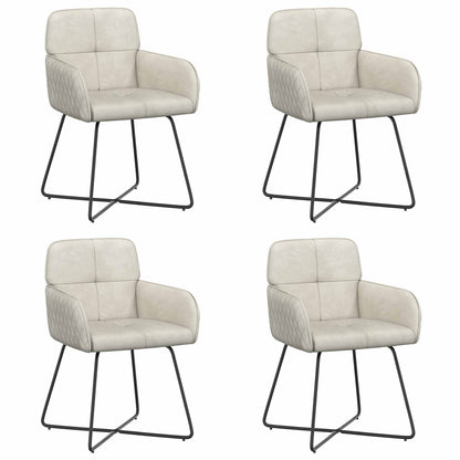 Eettafelstoelen 4 pcs fluweel Crèmekleurig 59 x 56,5 x 86 cm