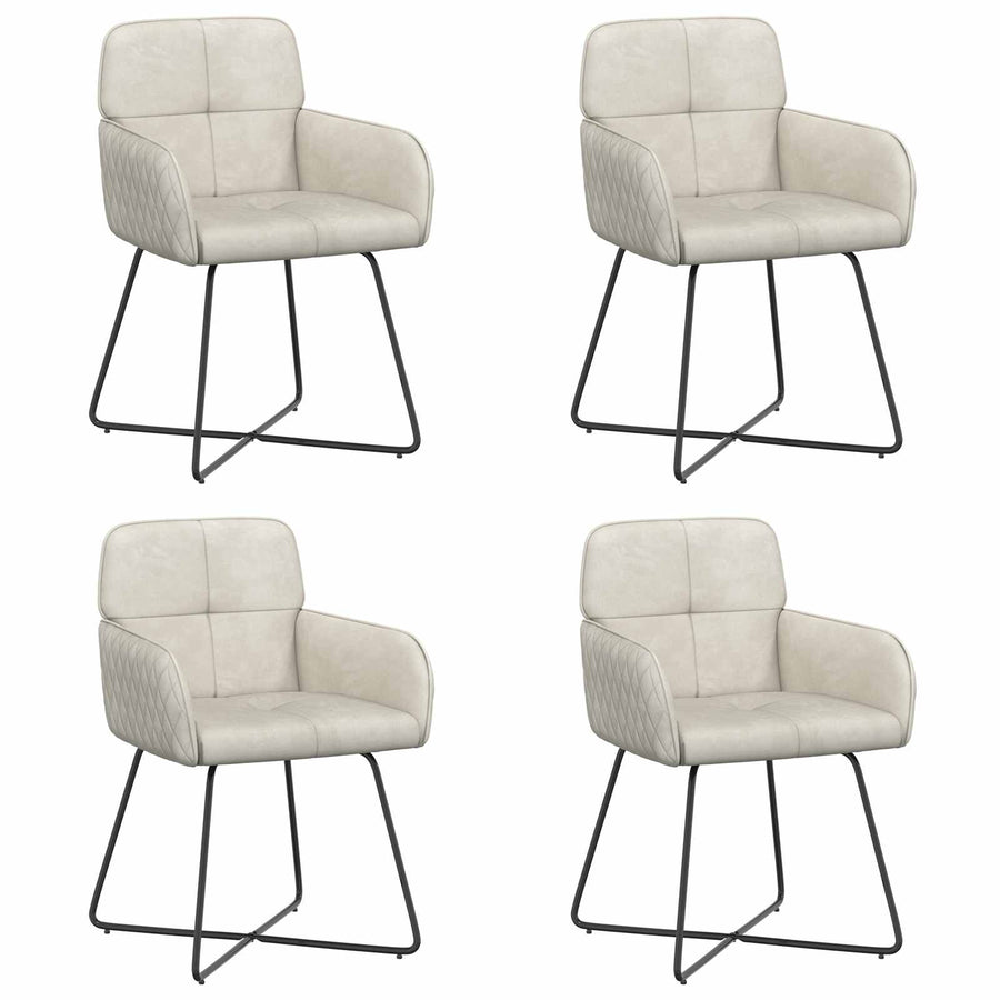 Eettafelstoelen 4 pcs fluweel Crèmekleurig 59 x 56,5 x 86 cm