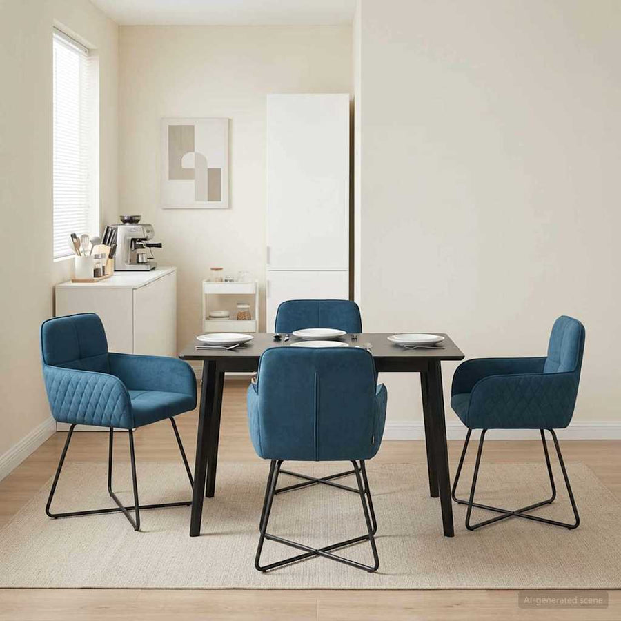 Eettafelstoelen 4 pcs fluweel Blauw 59 x 56,5 x 86 cm