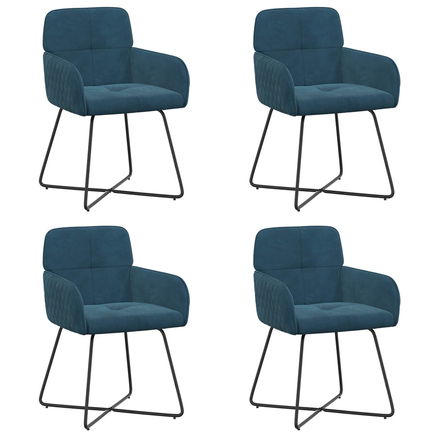 Eettafelstoelen 4 pcs fluweel Blauw 59 x 56,5 x 86 cm
