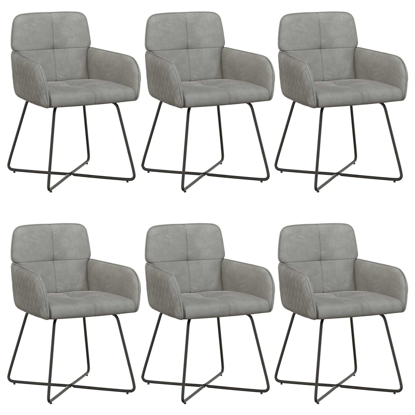 Eettafelstoelen 6 pcs fluweel Lichtgrijs 59 x 56,5 x 86 cm