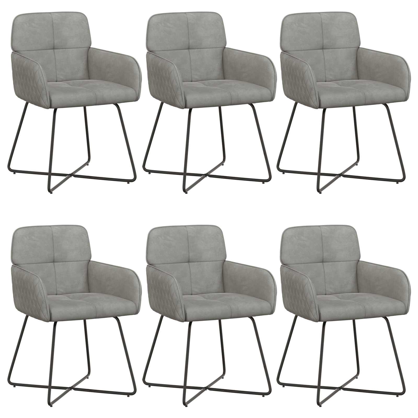 Eettafelstoelen 6 pcs fluweel Lichtgrijs 59 x 56,5 x 86 cm