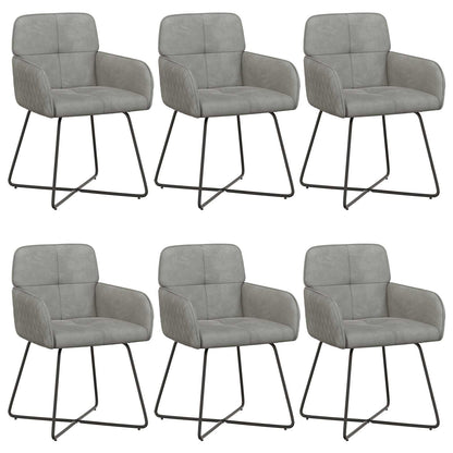 Eettafelstoelen 6 pcs fluweel Lichtgrijs 59 x 56,5 x 86 cm