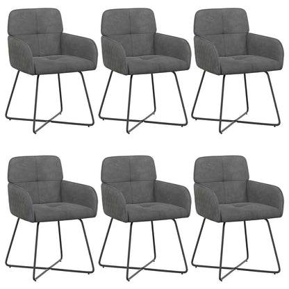 Eettafelstoelen 6 pcs fluweel Donkergrijs 59 x 56,5 x 86 cm