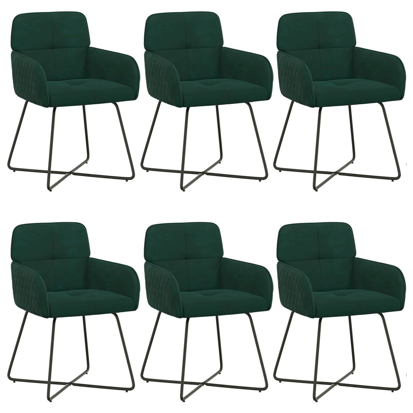 Eettafelstoelen 6 pcs fluweel Donkergroen 59 x 56,5 x 86 cm