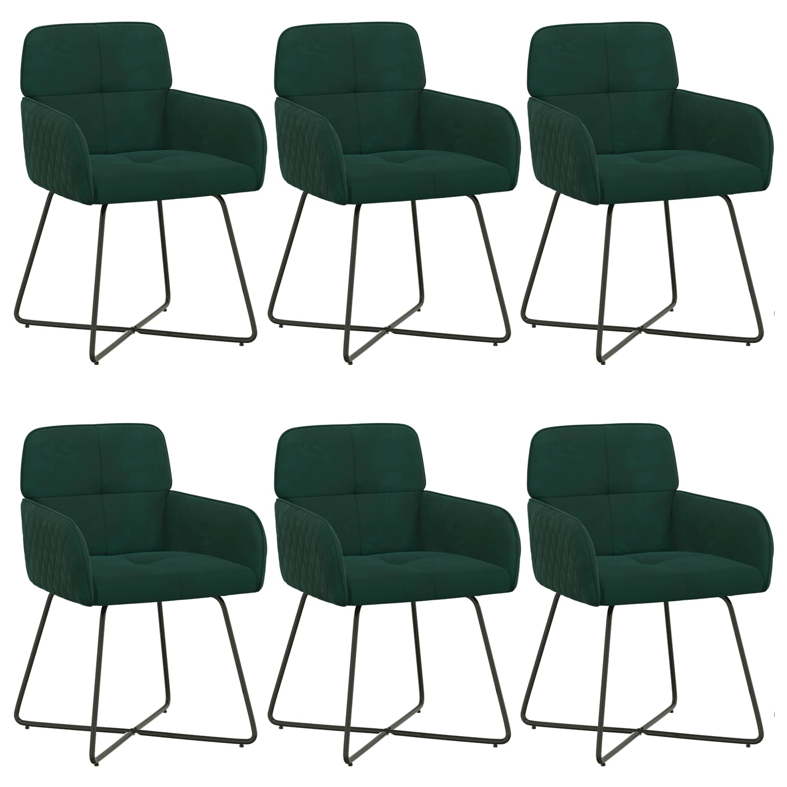 Eettafelstoelen 6 pcs fluweel Donkergroen 59 x 56,5 x 86 cm