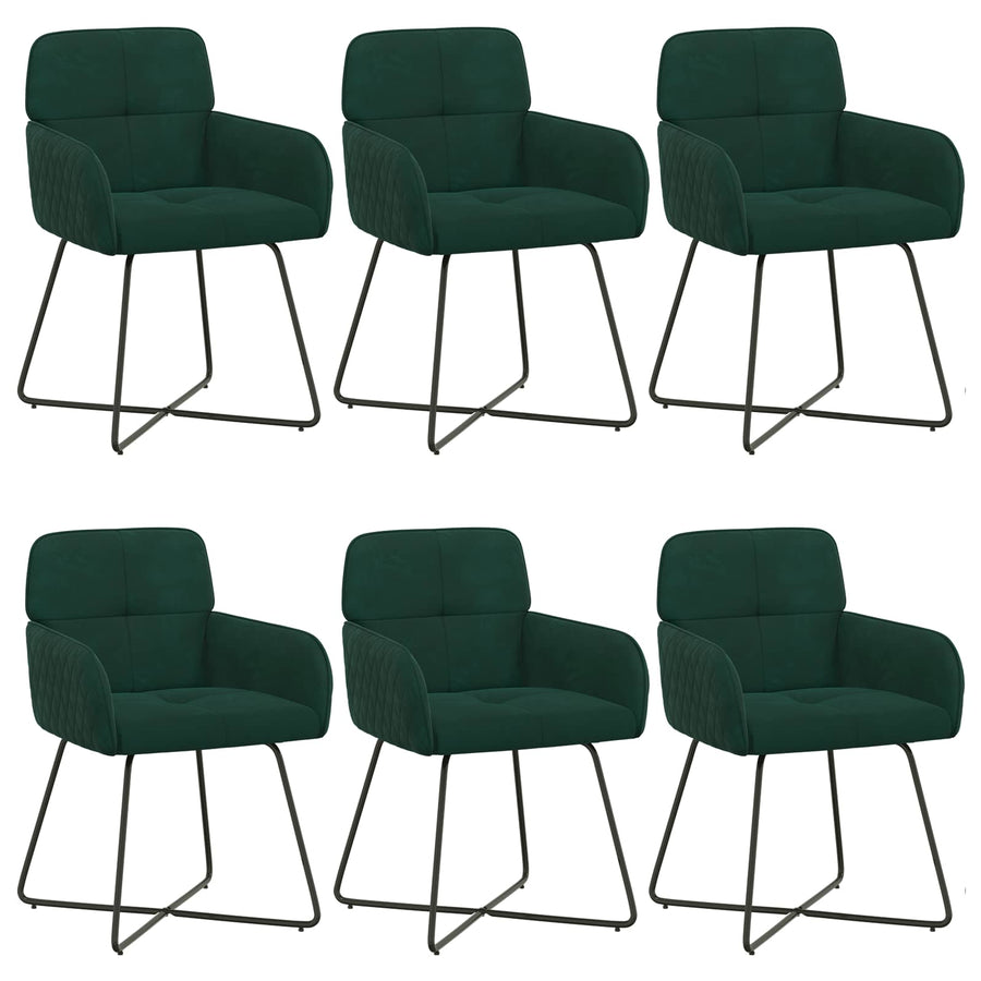 Eettafelstoelen 6 pcs fluweel Donkergroen 59 x 56,5 x 86 cm