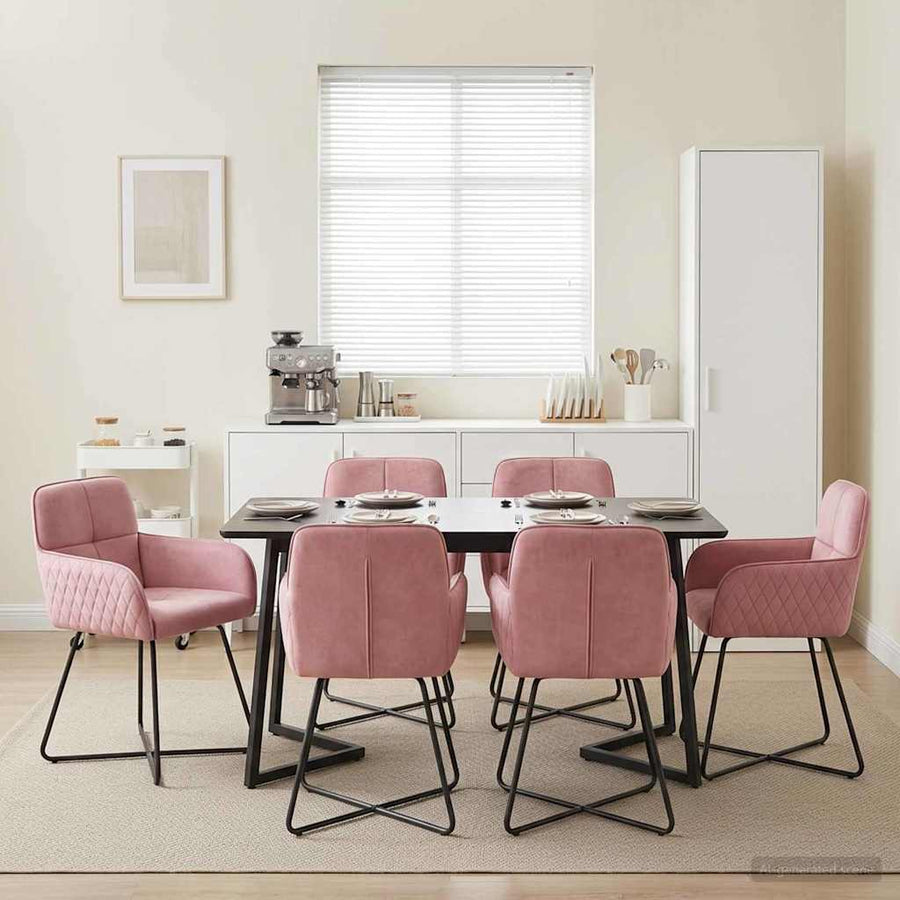 Eettafelstoelen 6 pcs fluweel Roze 59 x 56,5 x 86 cm