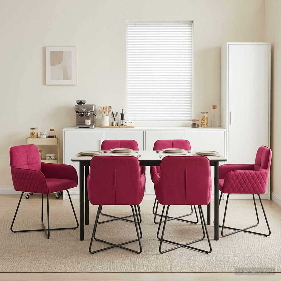 Eettafelstoelen 6 pcs fluweel Wijnrood 59 x 56,5 x 86 cm