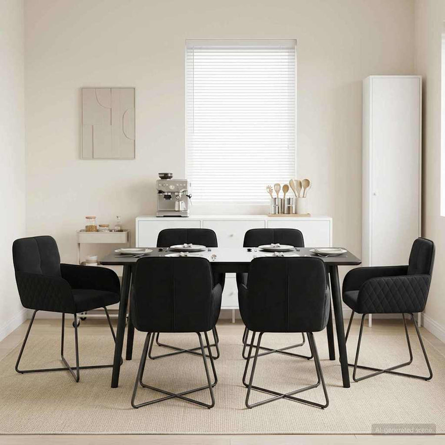 Eettafelstoelen 6 pcs fluweel Zwart 59 x 56,5 x 86 cm