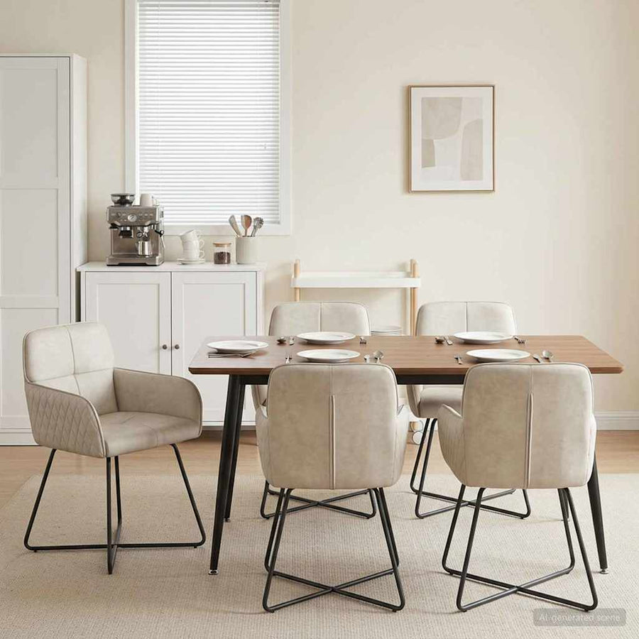 Eettafelstoelen 6 pcs fluweel Crèmekleurig 59 x 56,5 x 86 cm