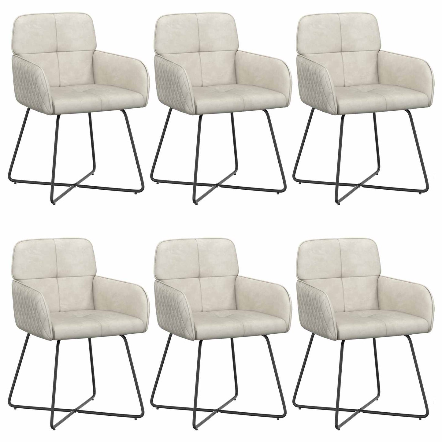 Eettafelstoelen 6 pcs fluweel Crèmekleurig 59 x 56,5 x 86 cm