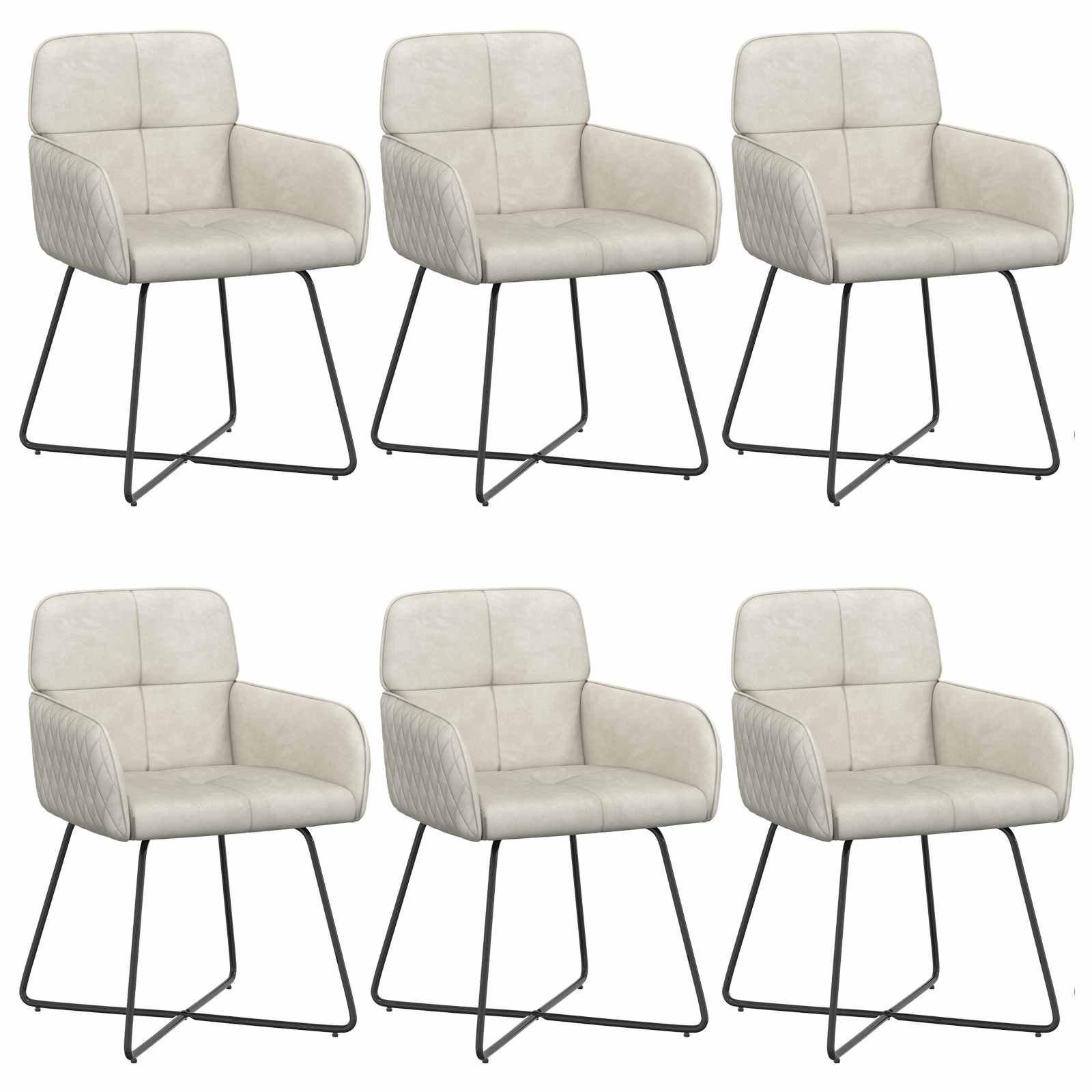 Eettafelstoelen 6 pcs fluweel Crèmekleurig 59 x 56,5 x 86 cm