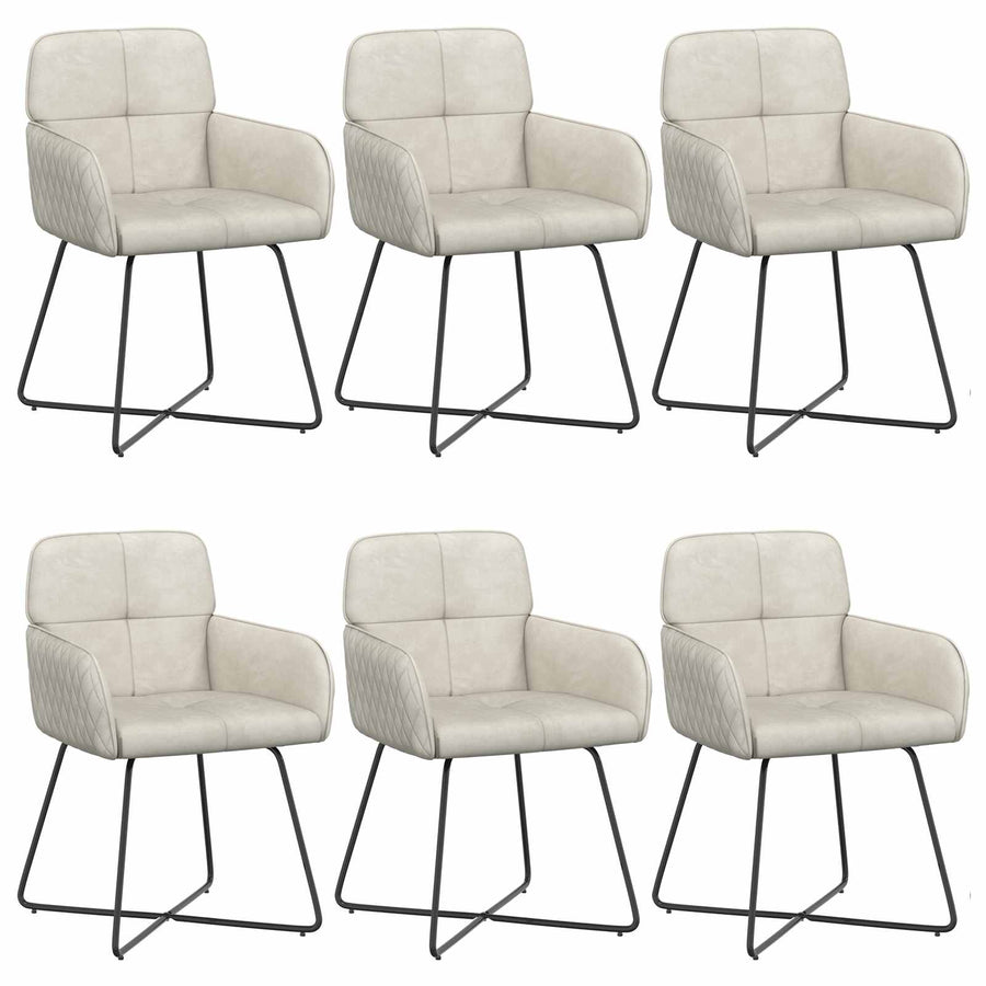 Eettafelstoelen 6 pcs fluweel Crèmekleurig 59 x 56,5 x 86 cm
