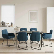Eettafelstoelen 6 stuks blauw fluweel 59x56,5x86 cm