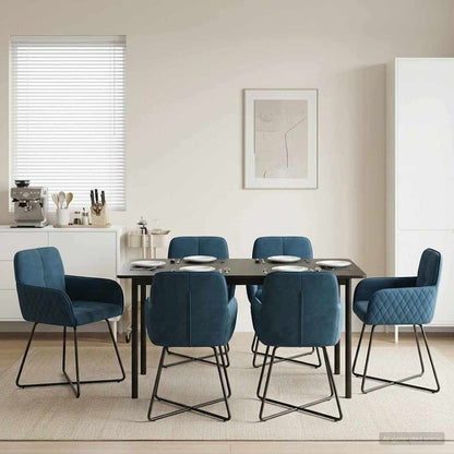 Eettafelstoelen 6 pcs fluweel Blauw 59 x 56,5 x 86 cm