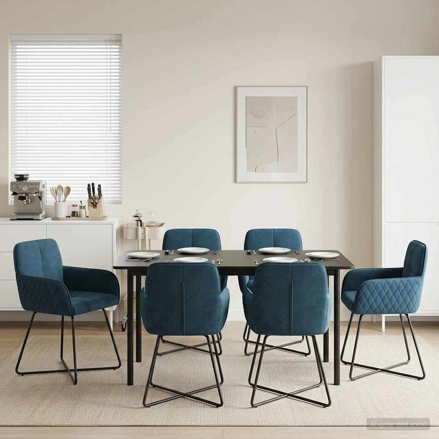 Eettafelstoelen 6 pcs fluweel Blauw 59 x 56,5 x 86 cm