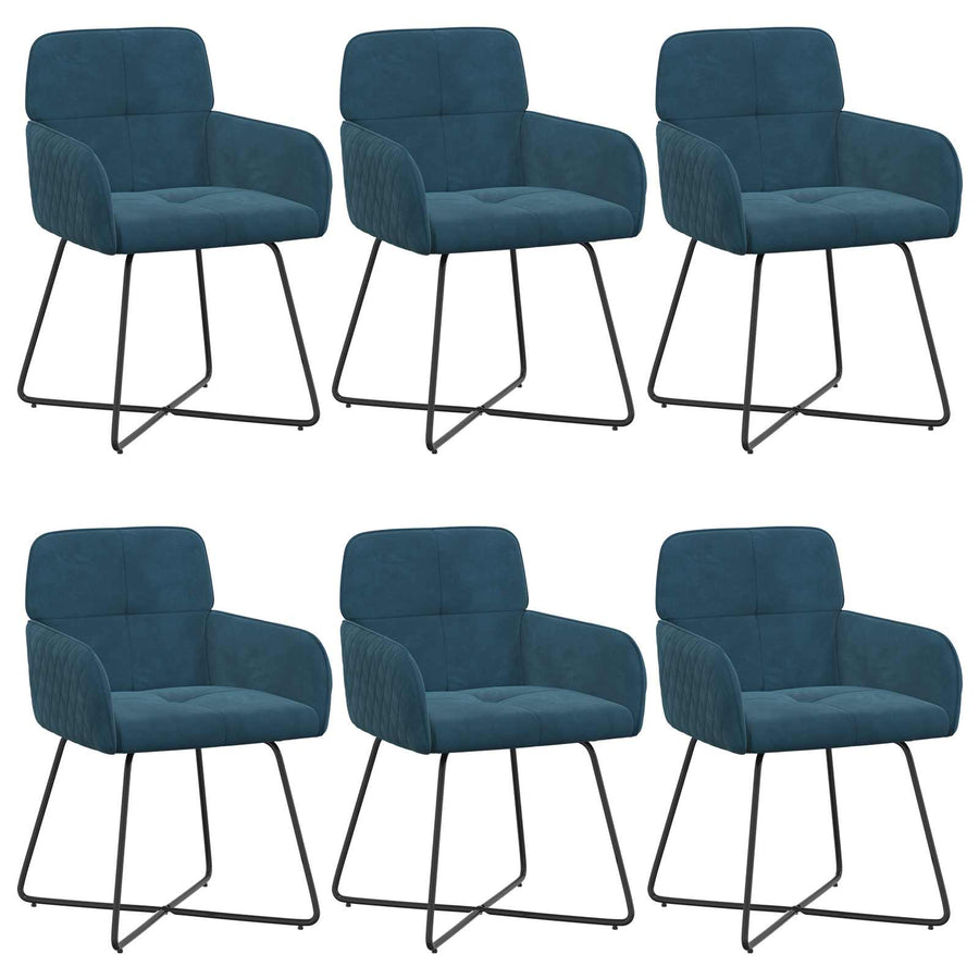 Eettafelstoelen 6 pcs fluweel Blauw 59 x 56,5 x 86 cm