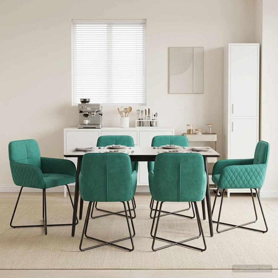 Eettafelstoelen 6 pcs fluweel Turquoise 59 x 56,5 x 86 cm