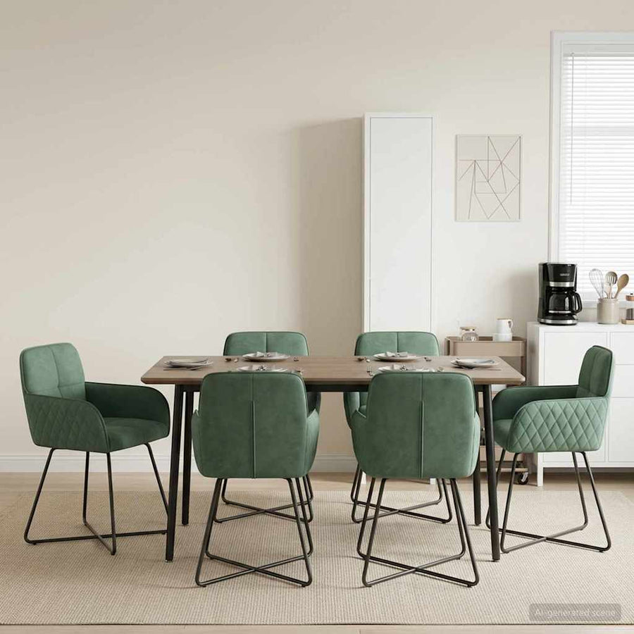 Eettafelstoelen 6 pcs fluweel Zeegroen 59 x 56,5 x 86 cm