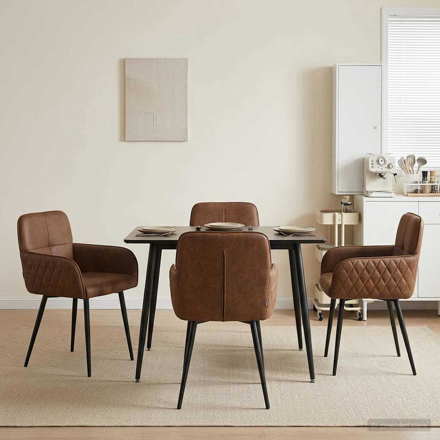 Eettafelstoelen 4 pcs Nep Suede Leer Bruin 59 x 56,5 x 85 cm