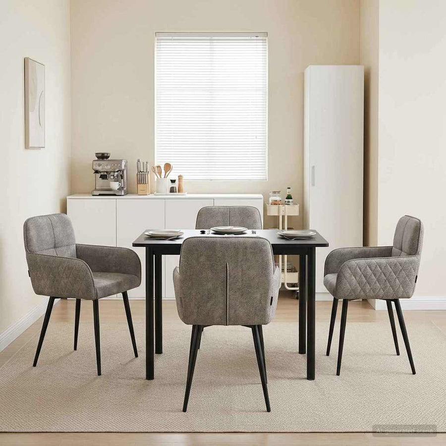 Eettafelstoelen 4 pcs Nep Suede Leer Lichtgrijs