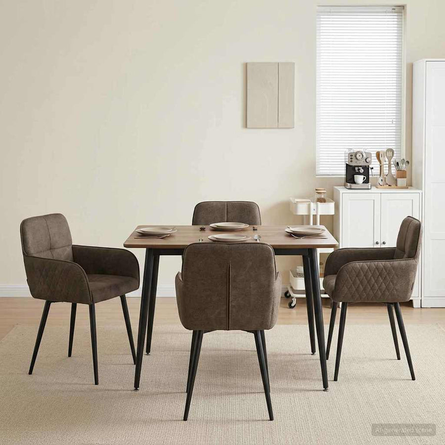 Eettafelstoelen 4 pcs Nep Suede Leer Donkergrijs