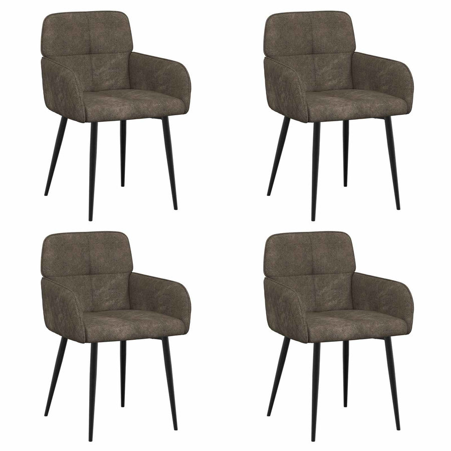 Eettafelstoelen 4 pcs Nep Suede Leer Donkergrijs
