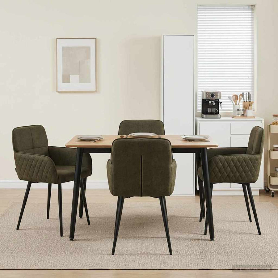 Eettafelstoelen 4 pcs Nep Suede Leer Legergroen