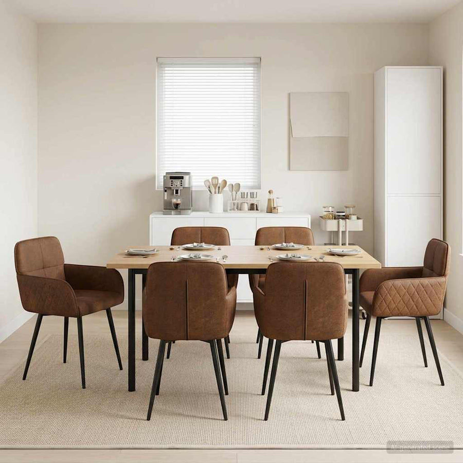 Eettafelstoelen 6 pcs Nep Suede Leer Bruin 59 x 56,5 x 85 cm