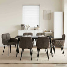 Eettafelstoelen 6 pcs Nep Suede Leer Donkergrijs