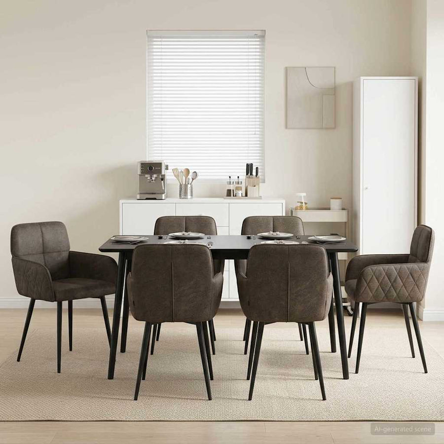 Eettafelstoelen 6 pcs Nep Suede Leer Donkergrijs